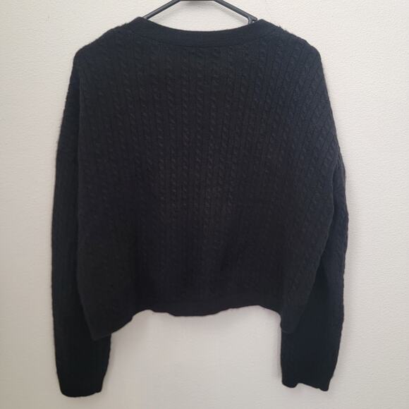 Reformation Sz XL Crop Cardigan Cable Knit Button Front Cashmere Cozy Academia - Picture 2 of 16